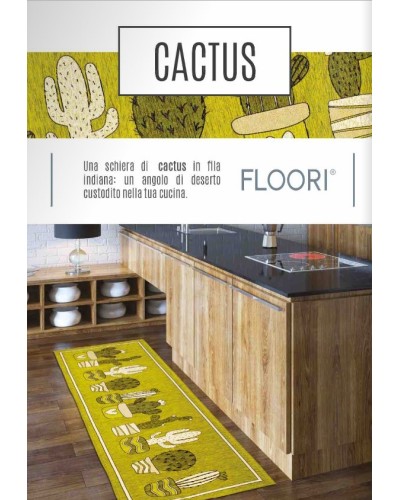 Tappeto in ciniglia con base antiscivolo serie Cactus per la cucina
