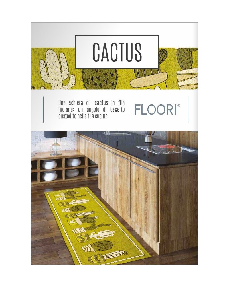 Tappeto in ciniglia con base antiscivolo serie Cactus per la cucina