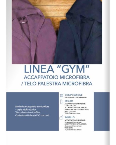 Accappatoio morbido ed assorbente in microfibra, serie Gym
