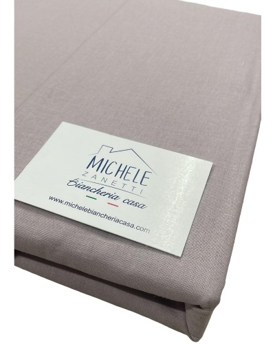 Completo lenzuola da una piazza e mezza "alla francese" in cotone modello Tinta Unita, Grigio Perla o Bianco