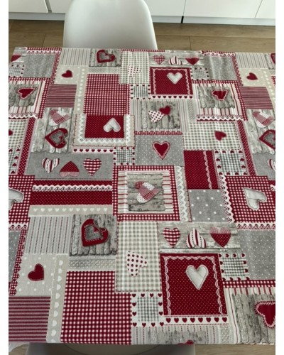 Tovaglia in puro cotone fantasia Shabby con cuori, disponibile in diverse misure