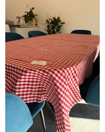 Tovaglia campagnola a quadretti rossi - Disponibile per 6 o 8/12 persone