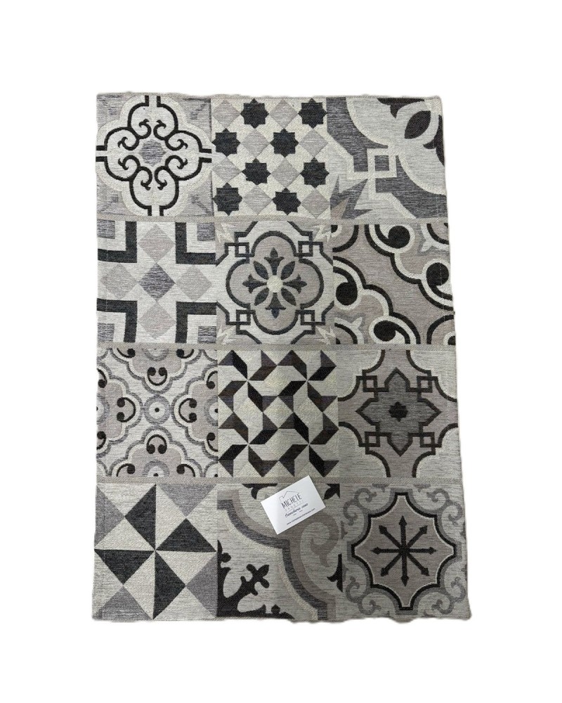 Tappeto in ciniglia con base antiscivolo serie Cementine