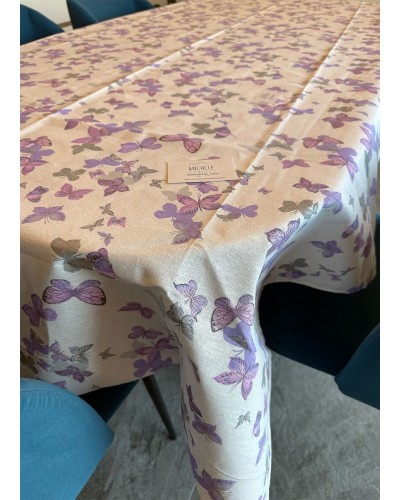 Tovaglia in 100% cotone, fantasia con Farfalle - Disponibile per 6 o 8-12 persone
