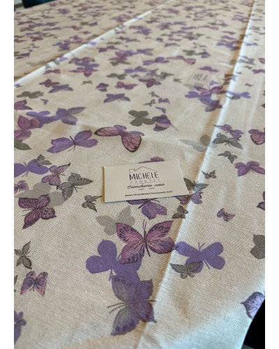 Tovaglia in 100% cotone, fantasia con Farfalle - Disponibile per 6 o 8-12 persone