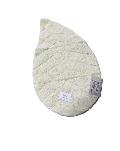 Tappeto Bagno Foglia 50x80 cm, colore bianco – 100% Cotone con Antiscivolo